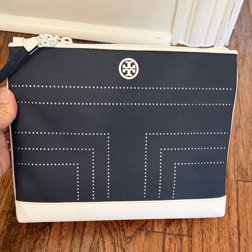 Tory Burch Sport Navy and White wristlet/clutch
